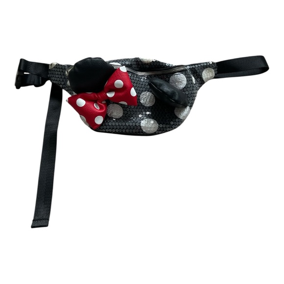Disney Parks Loungefly Minnie Mouse Sequin Fanny Pack Belt Bag Polka Dot - Picture 2 of 9
